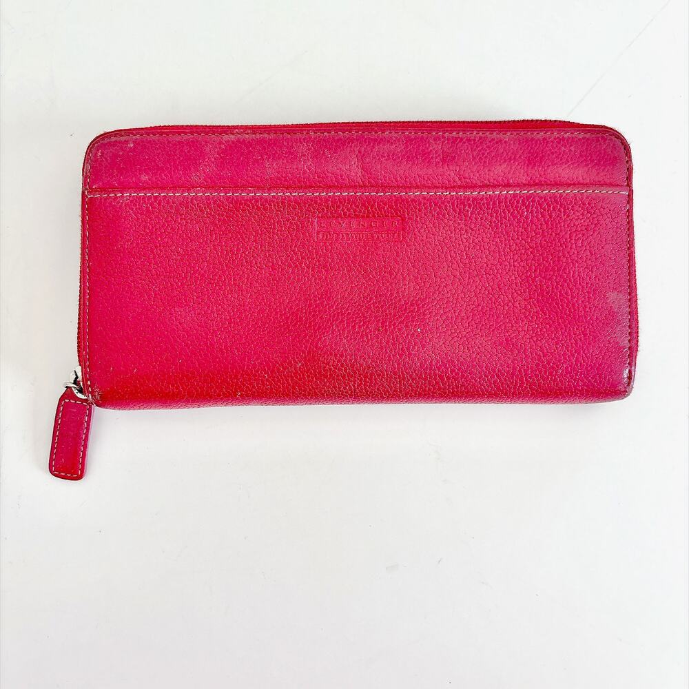 LEVENGER RED LEATHER ZIP-AROUND ACCORDION CONTINENTAL WALLET